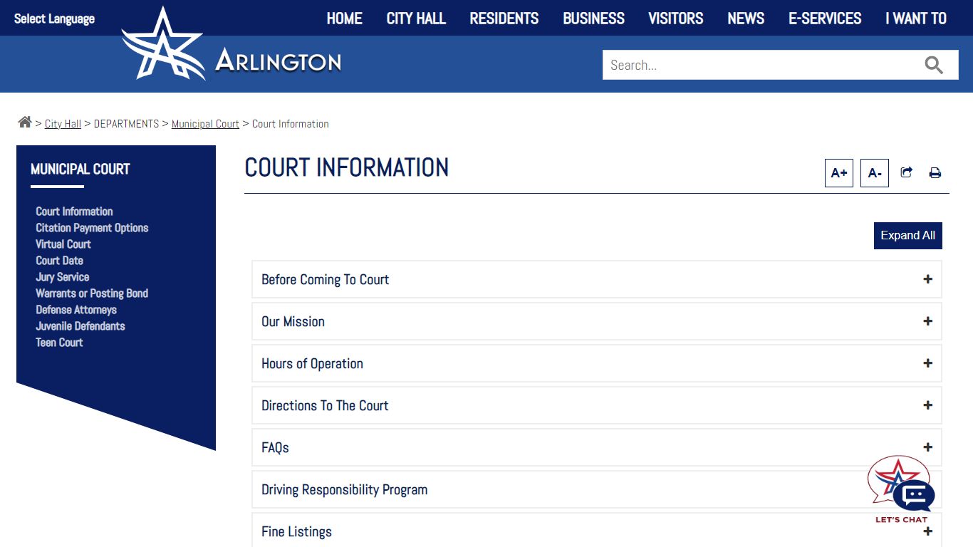 Court Information - City of Arlington